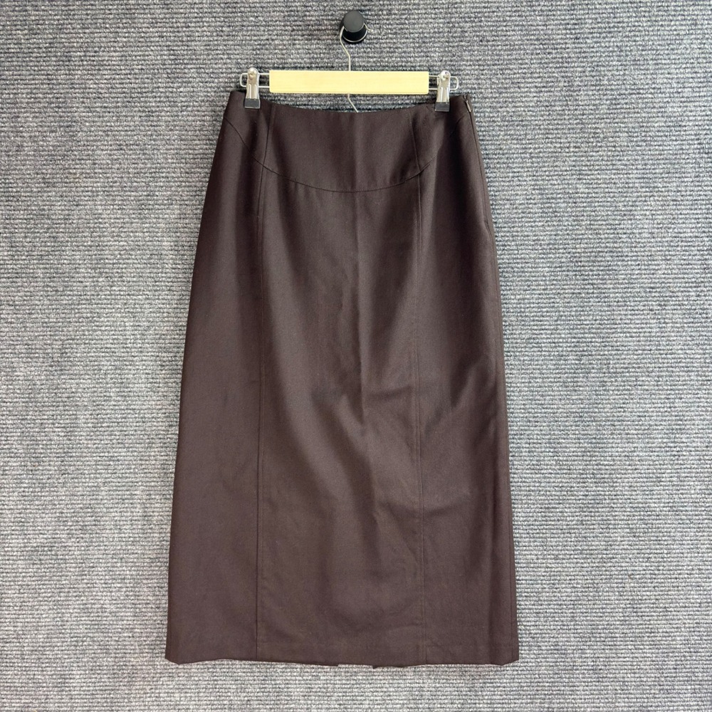 Vtg Harve Benard 8 Brown 100% Wool Lined Skirt 8 Midi Pencil Back Vent Office